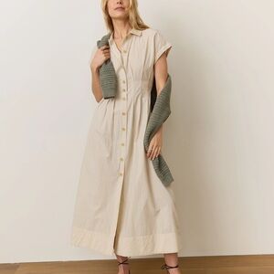 Nicole Miller Cream Button-Front Maxi Dress